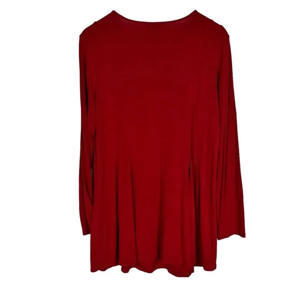 J Jill Wearever Collection Women’s Red Pleated Stretch Tunic Top Size M